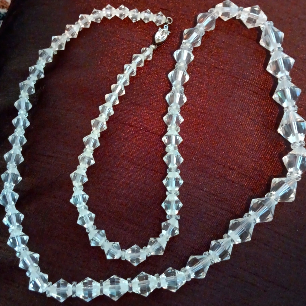Vintage Crystal Bead Necklace, sterling clasp. Absolutely stunning., han…